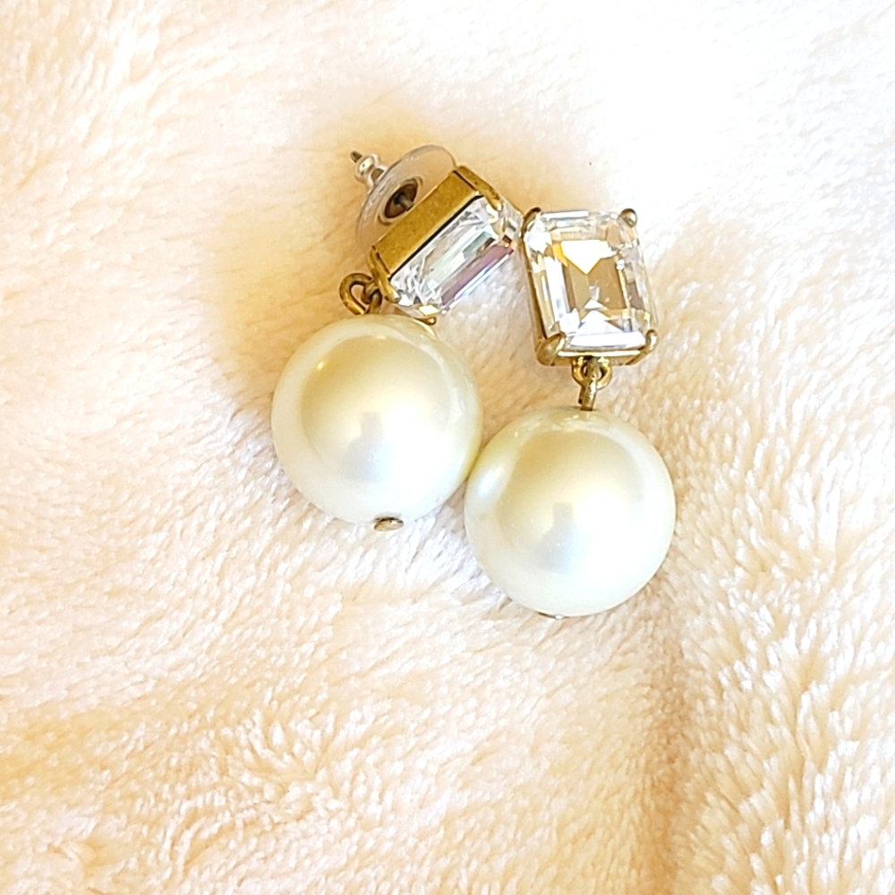 J. Crew Large Pearl Faux Gemstone Earrings